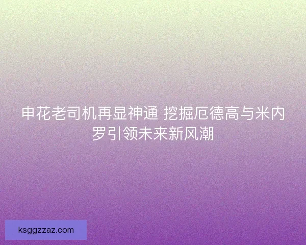 申花老司机再显神通 挖掘厄德高与米内罗引领未来新风潮