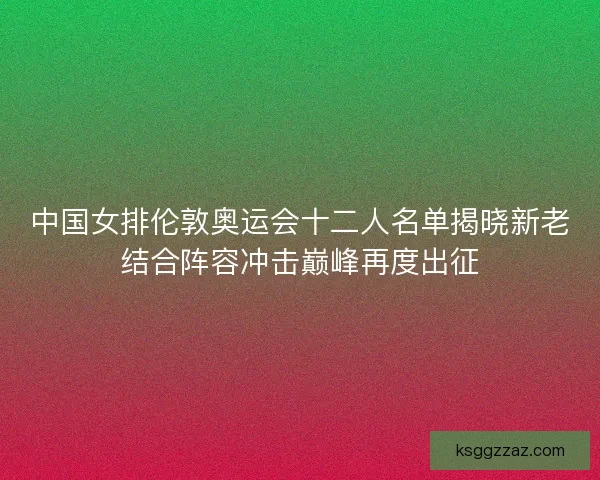 中国女排伦敦奥运会十二人名单揭晓新老结合阵容冲击巅峰再度出征