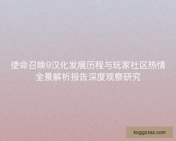 使命召唤9汉化发展历程与玩家社区热情全景解析报告深度观察研究